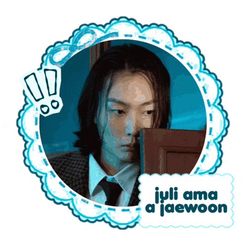 juli ama a jaewon is written on a sticker with a picture of a man