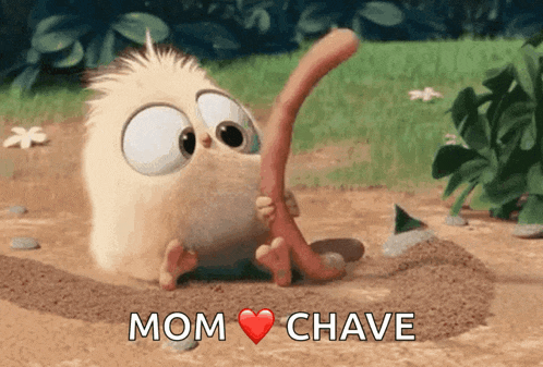 a cartoon bird says mom chave with a heart in the middle