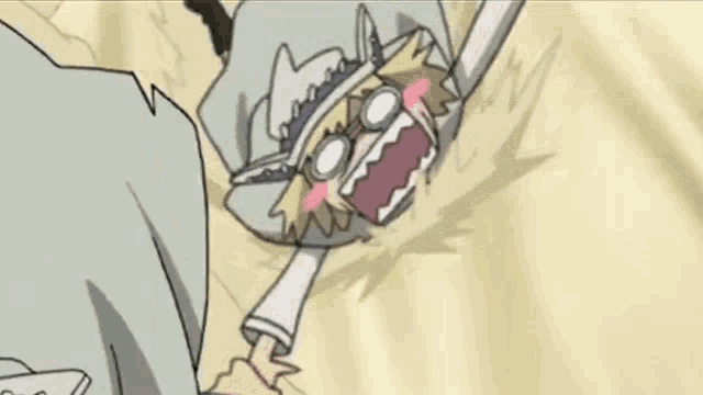 a cartoon character is laying on the ground with her mouth open and making a funny face .