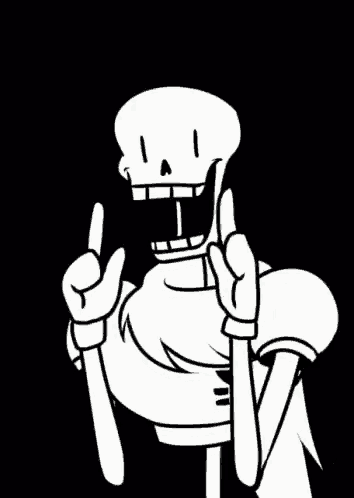 a black and white drawing of a skeleton making a peace sign with his hands .
