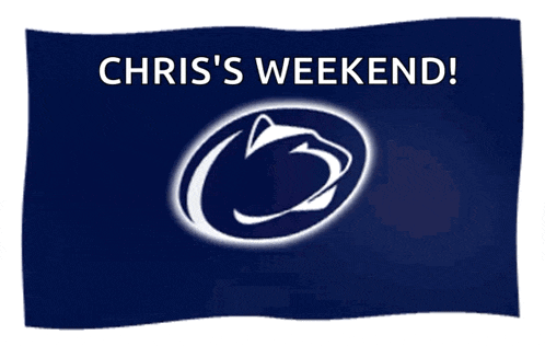 chris 's weekend is written on a blue banner