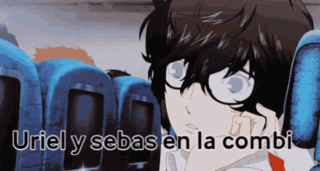 a picture of a person with the words " uriel y sebas en la combi " on the bottom