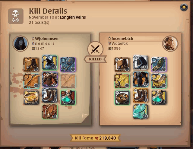 a screenshot of a game showing kill details