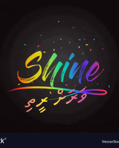 a black background with the word shine written in rainbow colors