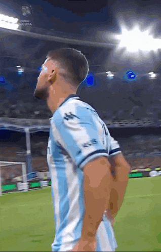 a soccer player with the number 11 on his jersey is standing on the field