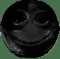 a black circle with a smiley face on it .