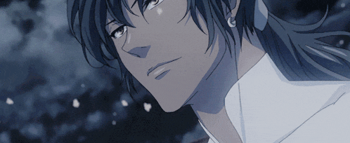 a close up of a person 's face with blue hair