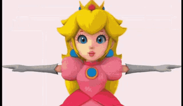 a 3d model of princess peach from the video game super mario bros .