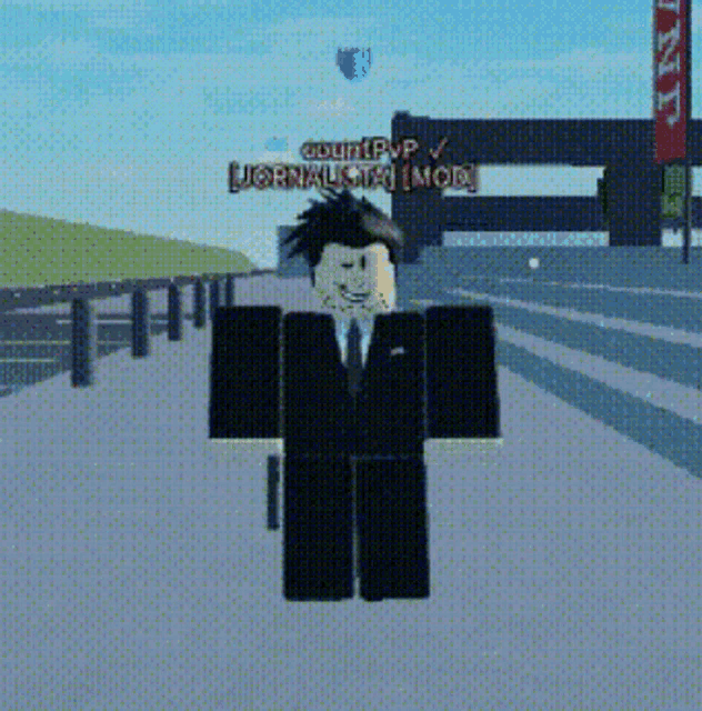 a cartoon character in a suit and tie with the name jornalista mod written on the bottom