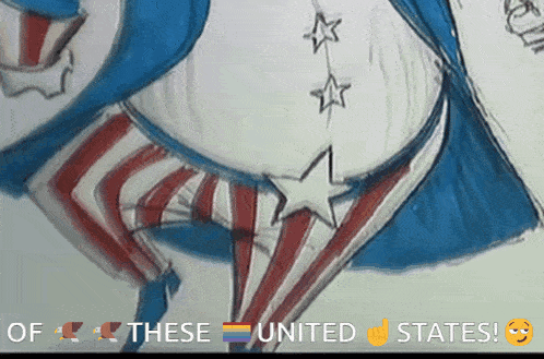 a drawing of uncle sam with the words of these united states