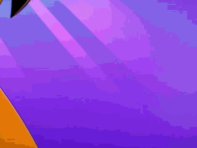 a close up of a cartoon character 's face with a purple background