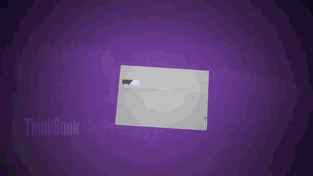 a thinkbook 13x gen 2 laptop is displayed on a purple background