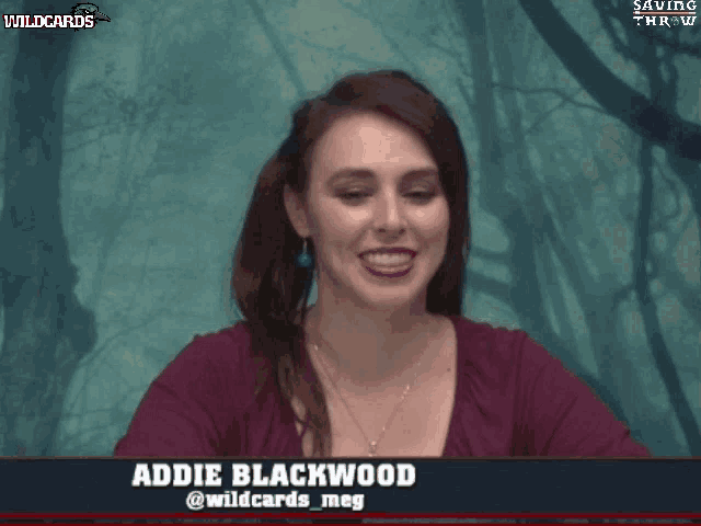 a woman named addie blackwood is smiling in a video