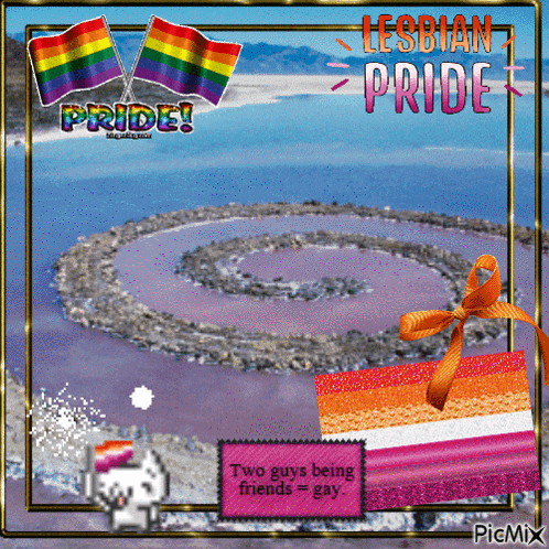 a picture of two guys being friends with the words lesbian pride