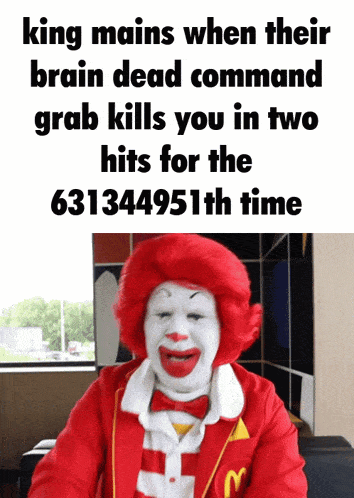 a picture of a mcdonald 's clown that says king mains