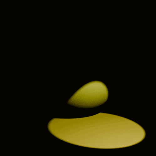 a yellow cartoon character with a red eye and a hand