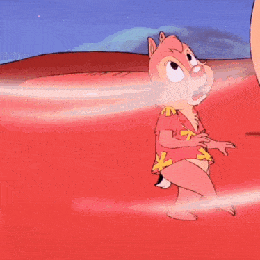 a cartoon of a chipmunk carrying a girl in his arms