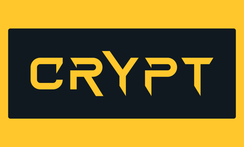 a black and yellow logo that says crypt on a yellow background