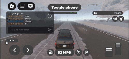 a screenshot of a video game with a toggle phone button