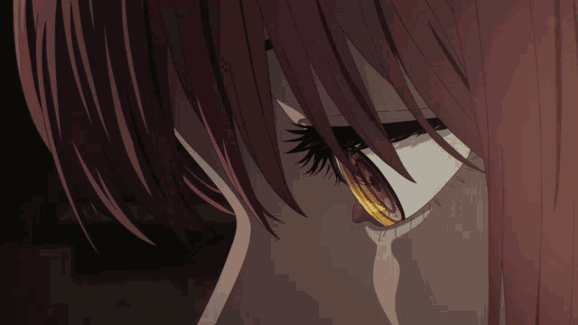 a close up of a girl 's eye with a reflection of fire