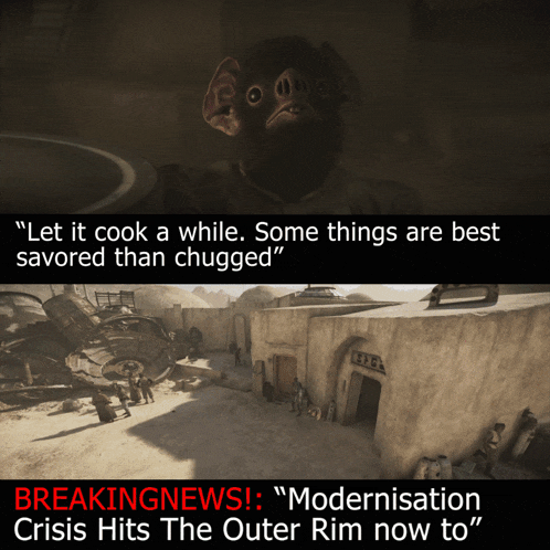 a picture of a monkey with the words " let it cook a while some things are best savored than chugged " on the bottom