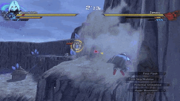 a screenshot of a video game shows zamasu being killed