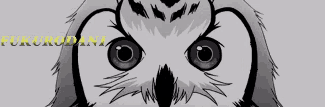 a black and white drawing of a cat with the name fukurodani on the top