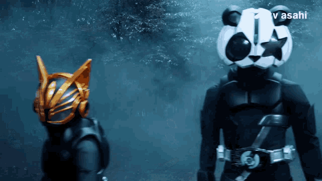 a person with a panda mask on their head