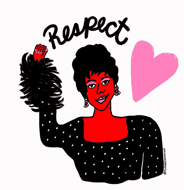 a drawing of a woman with a heart and the words respect