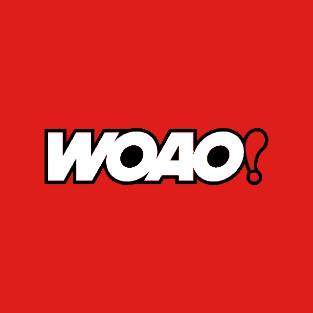 a red background with the word woao in white