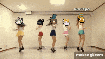 a group of women are dancing in a room with a watermark that says waveya on it