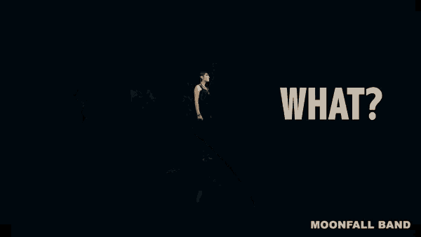 a woman stands in front of a black background with the words what on it