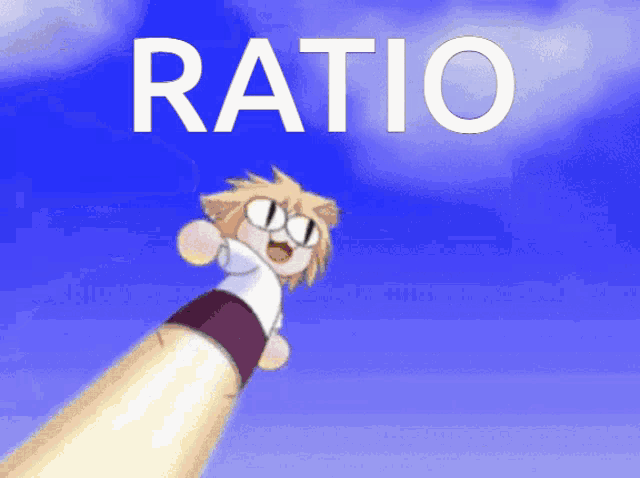 a cartoon character is flying through the air with the word ratio behind it