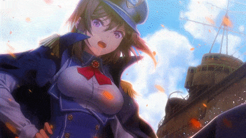 a girl with purple eyes is wearing a blue hat