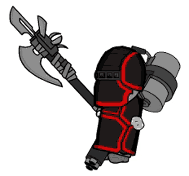 a cartoon character is holding a large axe