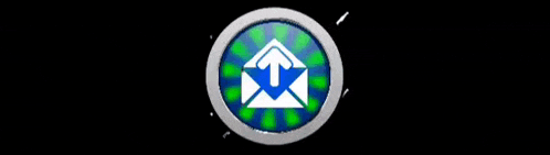 a blue and green circle with a white envelope and an arrow pointing up