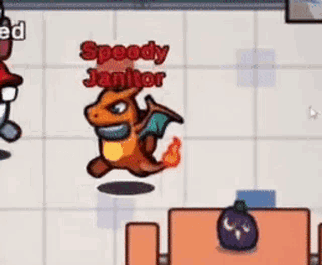a cartoon character is standing next to another character in a game .