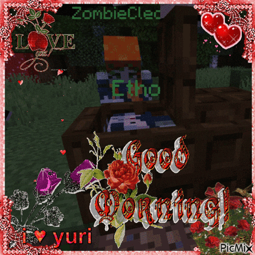 a picture of a minecraft character with the words good morning
