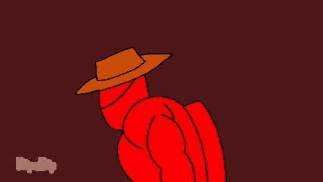 a cartoon of a red man wearing a hat and a cape says flipa clip