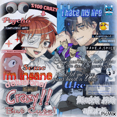 a collage of anime characters with the words crazy but cute