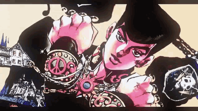 a drawing of a person with a peace sign on their arm