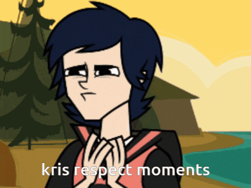 a cartoon of a person with the words kris respect moments below them