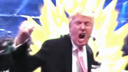 a man in a suit and tie is screaming in front of a yellow background