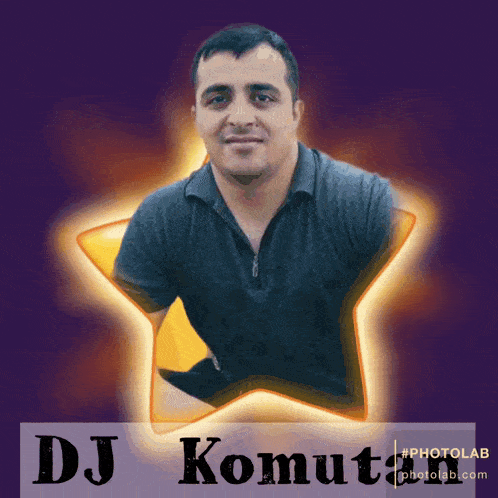 a picture of a man in a star with the name dj komut on it