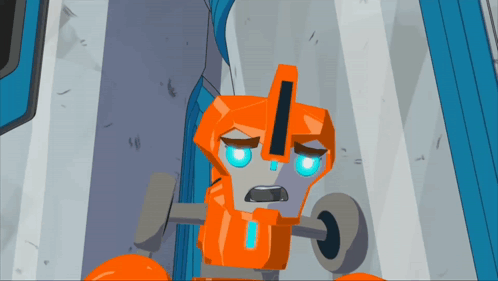 a cartoon drawing of a robot with an exclamation mark on its head