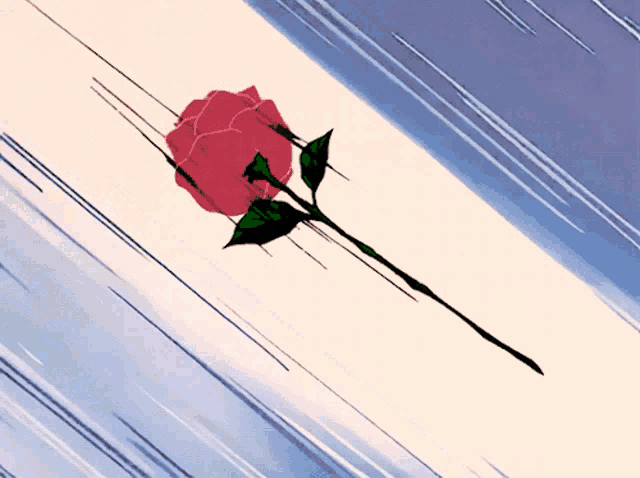 a red rose with a long stem and leaves