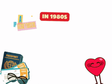 an illustration of a beach with a sign that says " in 1980s "