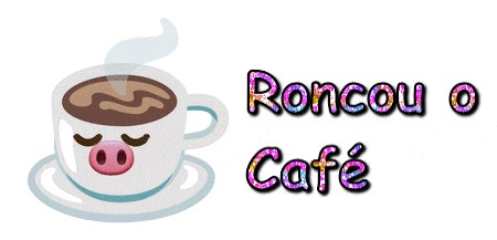 a cup of coffee with a pig face and the words roncou o cafe