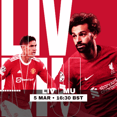 an advertisement for a soccer game between manchester united and liverpool fc