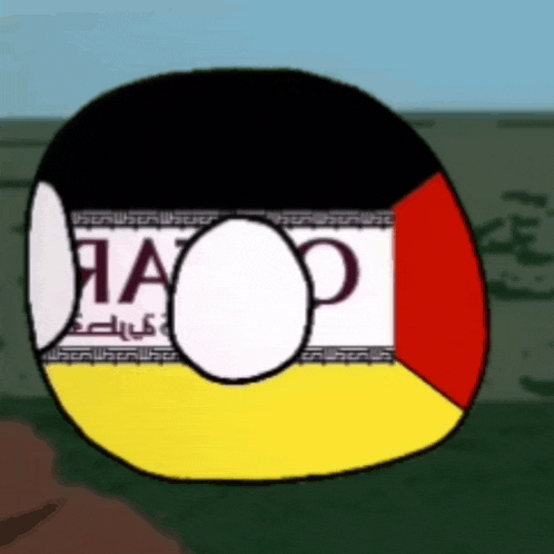 a cartoon drawing of a german ball with a white circle in the center